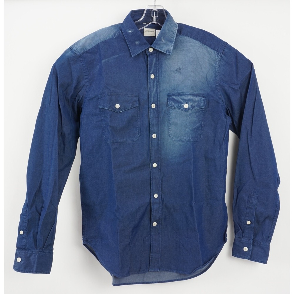 NWOT Culturata Garment Washed Indigo Soft Denim Men's Medium L/S Western Shirt